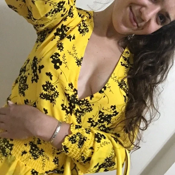 Yellow Floral Michael Kors Midi Dress - Picture 2 of 7